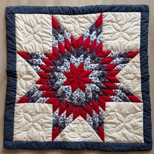 Vintage Hand Quilted Lone Star Quilt 31.5x33 Western Country Decor